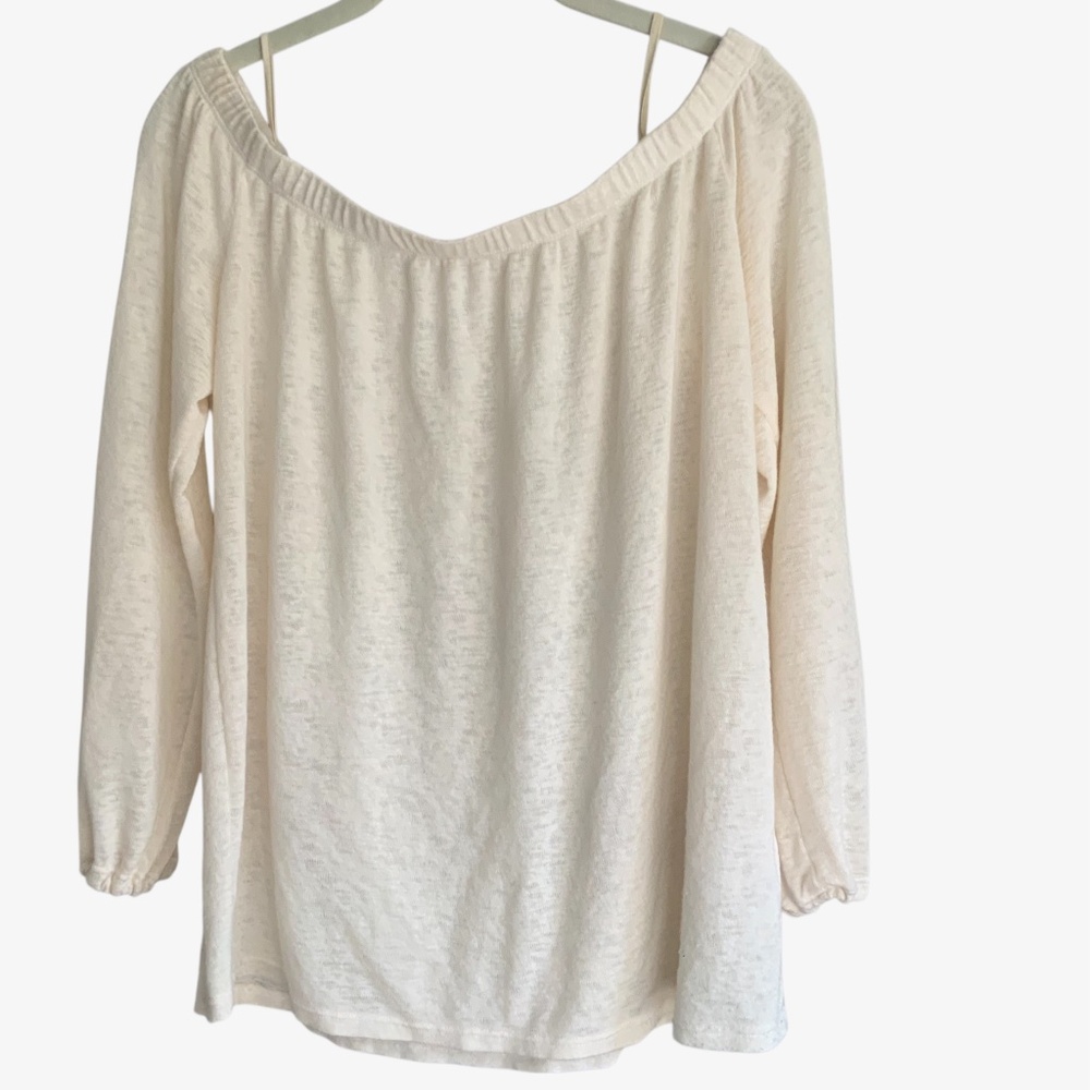 Velvet by Graham & Spencer Ivory Jersey Off Shoulder Top SZ S - Picture 2 of 11